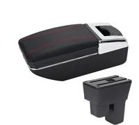YUQUDGELKY Para Fit Para Jazz 2 2008 2009 2010 2011 2012 2013 Caja De Brazo De Coche Caja De Almacenamiento De Brazo Accesorios De Coche(A1 Negro rojo SIN USB)