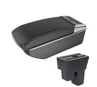 YUQUDGELKY Para Fit Para Jazz 2 2008 2009 2010 2011 2012 2013 Caja De Reposabrazos Caja De Almacenamiento Accesorios Coche(B2 línea negra SIN USB)