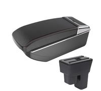 YUQUDGELKY Para Fit Para Jazz 2 2008 2009 2010 2011 2012 2013 Caja De Reposabrazos Caja De Almacenamiento Accesorios Coche(B1 Black red NO USB)