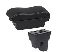 YUQUDGELKY Para Jazz Caja De Brazo Para Fit Para Jazz 2 Caja De Brazo Coche 2008 2009-2013 Caja De Almacenamiento Superficie Curva Cuero(B3 Negro blanco 3USB)