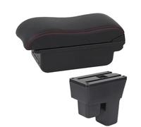 YUQUDGELKY Para Jazz Caja De Brazo Para Fit Para Jazz 2 Caja De Brazo Coche 2008 2009-2013 Caja De Almacenamiento Superficie Curva Cuero(B1 Negro rojo 3USB)