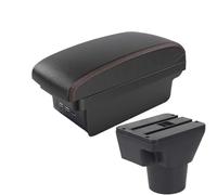 YUQUDGELKY Para Kia Para Rio II 2005 2006 2007-2011 Caja Brazo Auto Almacenamiento Central Modificado Accesorios Interiores Auto(B1 Negro rojo 3USB)