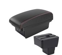 YUQUDGELKY Para Mazda 2 III (DJ) 2014-2021 2022 2023 2024 Auto Descansabrazos Caja Almacenamiento Interior Caja De Descansabrazos Central(B1 Negro rojo 3USB)