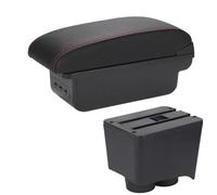 YUQUDGELKY Para VW Para Polo Reposabrazos Para VW Para POLO Mk5 6R Para Vento 2002-2009 Caja De Descansabrazos Caja De Almacenamiento Para Coche(B1 Negro rojo 3USB)