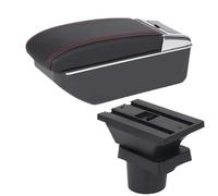 YUQUDGELKY Para VW UP Para S&koda Para Citigo Para VW UP Para Seat Mii Apoyabrazos Auto Caja Almacenamiento Ajustable En Altura Detalles Interiores(D1 Negro rojo Sin USB)