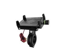 YUQUDGELKY Soporte de Teléfono Universal Aluminio Bicicleta Moto con Cargador USB Manillar Móvil Motocicleta(Negro,Charger Holder)