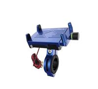 YUQUDGELKY Soporte de Teléfono Universal Aluminio Bicicleta Moto con Cargador USB Manillar Móvil Motocicleta(Azul,Charger Holder)