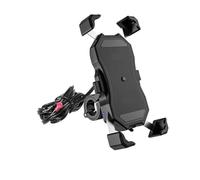 YUQUDGELKY Soporte Teléfono Moto Cargador Inalámbrico Qi 15W Carga Rápida USB-C 20W Bloqueo con Toque Impermeable para Manillar Motocicleta(M11A Wireless QC3.0)