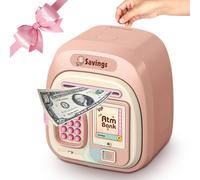 Yuragim Hucha electrónica para niños, banco de dinero, caja fuerte con huellas dactilares, cajero automático y función de música, ATM electrónica, moneda, banco de dinero, huchas para niños, regalo