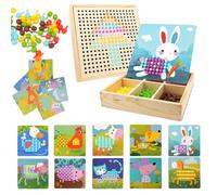 Yuragim Juego de piedras de mosaico a partir de 2, 3, 4, 5 años, juego de madera Montessori, juguete con 240 cuentas de ranura, 10 tarjetas, juguete educativo creativo regalo para niños, niñas, niños