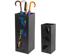 Yuragim Paragüero de Metal, Paragueros Modernos y Decorativos, Soporte de Paraguas, Paraguero Metálico con Bandeja de Goteo Extraíble Porta Paraguas para Pasillo Entrada Oficina 16x16x42 cm, Negro