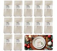 Yuragim Servilletas de lino de tela, juego de 12 servilletas cuadradas, color beige, 40 x 40 cm, suaves y cómodas, servilletas de mesa reutilizables, servilletas para Navidad, celebraciones familiares