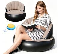 Yuragim Sofá inflable, sofá hinchable con bomba de aire, sillón inflable impermeable al aire libre e interior, sofá de camping con superficie flocada para salón, jardín, orilla del lago, playa