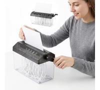 Yuragim Trituradora manual A4 con manivela, trituradora de papel compacta para oficina, hogar, escuela, corte en tiras de 3 mm, para documentos financieros, cartas, papel, portátil, diseño compacto