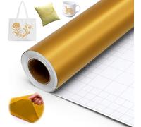 Yuragim Vinilo Adhesivo Permanente Mate Oro, 30,5 x 500 cm Rollo de Vinilo Textil Termoadhesivo para Cricut Cricut Maker,Silhouette Cameo,Film Autoadhesivo para Manualidades,Decoración,Vidrio,Cerámica