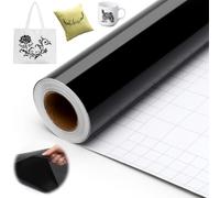 Yuragim Vinilo Adhesivo Permanente Negro, 30,5 x 500 cm Rollo de Vinilo Textil Termoadhesivo para Cricut Cricut Maker, Silhouette Cameo, Film Autoadhesivo para Manualidades,Decoración,Vidrio,Cerámica