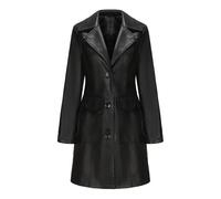 YURCI Gabardina Larga De Cuero A La Moda para Mujer, Abrigo Largo De Cuero Clásico De Cuerpo Entero, Chaqueta, Abrigo, Cuero Pu (Color : Black, Size : XXL)
