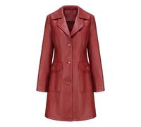 YURCI Gabardina Larga De Cuero A La Moda para Mujer, Abrigo Largo De Cuero Clásico De Cuerpo Entero, Chaqueta, Abrigo, Cuero Pu (Color : Wine Red, Size : XL)