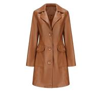 YURCI Gabardina Larga De Cuero A La Moda para Mujer, Abrigo Largo De Cuero Clásico De Cuerpo Entero, Chaqueta, Abrigo, Cuero Pu (Color : Camle, Size : L)