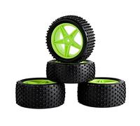 Yurefax 4 Piezas de neumáticos de Goma ABS, 2 Delanteras y 2 traseras, for HSP, 1:10 Buggy RC 66010-66030 Neumático para Coche RC(Green)