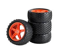 Yurefax 4 Piezas de neumáticos de Goma ABS, 2 Delanteras y 2 traseras, for HSP, 1:10 Buggy RC 66010-66030 Neumático para Coche RC(Rot)