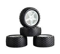 Yurefax 4 Piezas de neumáticos de Goma ABS, 2 Delanteras y 2 traseras, for HSP, 1:10 Buggy RC 66010-66030 Neumático para Coche RC(White)