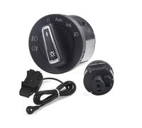 Yurefax Interruptor de faro automático cromado, luz antiniebla, perilla controlador, for VW, Golf, MK7, Tiguan, T-ROC, Passat Luz antiniebla(BLACK PQ-01)