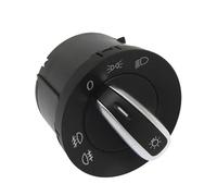 Yurefax Interruptor de faros delanteros 10 pines, interruptor espejo lateral eléctrico cromado, for VW, Caddy, Golf, Jetta, Passat, Seat, 5ND941431A Luz antiniebla