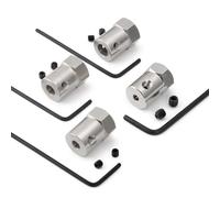 Yurefax Junta de acoplamientos hexagonales de Acero Inoxidable de 4 Piezas con Llave, for Robot de Coche Barco RC, for Accesorios de Conector Hexagonal Enlace del Brazo de suspensión(5mm)