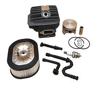Yurefax Pistón de cilindro de 50mm, Kit de bujías de filtro de aire y combustible con pasador de 12mm, for repuestos de motosierra STIHL, MS440 044 Kit de pistón para motosierra
