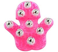 Yurhuit Guante de Masaje en Forma de Palma Masajeador Corporal con 9 Bolas de Rodillo de 360 Grados de Metal de Belleza (Rosa)