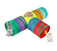 Yurhuit TúNeles y Tubos de Conejitos TúNel Plegable de 3 VíAs para Escondite de Animales PequeñOs, Juguetes para Conejos Enanos, Gatitos