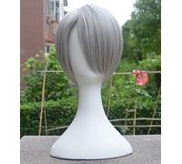 Yuri!!! on Ice Viktor Nikiforov 12" Men's Silver Grey Short Side Parting Styled Synthetic Hair Cosplay Costume Wigs+hairnet