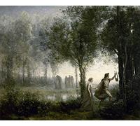 YURKO Cuadros Modernos Impresión de Carteles Famoso Orfeo guiando a Eurídice desde el inframundo de Jean Baptiste Camille Corot para decoración de paredes 60x90cm