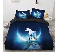 YURKO Funda Nordica Cama 90 De Ensueño Unicornio con 2 Fundas De Almohada 40X75Cm Poliéster Algodón Fundas Nordicas Juveniles Sin Planchar Funda Nordica 135 X 200