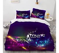 YURKO Funda Nordica Cama 90 Juvenil Funda Edredon 135X200 Sin Planchar Poliéster Algodón Fundas Nórdicas Musica con 2 Fundas De Almohada 40X75Cm