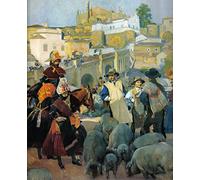 YURKO Impresión de Imagen Lienzo Arte Imagen Famoso El mercado de Joaquín Sorolla para la decoración del hogar de la oficina 60x90cm