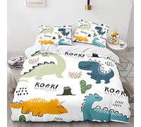 YURKO Juego De Funda Nordica Dinosaurios Poliéster Algodón Funda Nordica Infantil Cama 150 Sin Planchar con 2 Fundas De Almohada 40X75Cm Funda Nordica 220 X 240