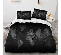 YURKO Poliéster Algodón Funda Nordica 150 Mapa Mundi Sin Planchar Funda De Edredón Funda Nordico 220X240 con 2 Fundas De Almohada 40X75Cm