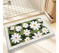 Yurlidar Felpudo De Entrada para BañO, Alfombra De BañO con Margaritas, Antideslizante, Absorbente, Lavable A MáQuina, Ideal para Ducha, Sala De Estar Y BañEra.