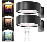 YURNB Luces Magnéticas para Pared, 2pcs Aplique Luz Cuadros Sin Cable, Lampara Pared Focos LED Cuadro Mando a Distancia Luces Expositores Batería Lámpara Imagen Inalámbrica (Negro)