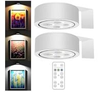 YURNB Luces Magnéticas para Pared, 2pcs Aplique Luz Cuadros Sin Cable, Lampara Pared Focos LED Cuadro Mando a Distancia Luces Expositores Batería Lámpara Imagen Inalámbrica (Blanco)