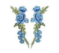 Yurosiay 1 par de parches bordados de flores vintage peonía apliques bordados flores tela pegatinas multicolor parches para coser para manualidades, manualidades, vestido, zapatos, sombrero, azul, 3#