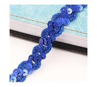 Yurosiay 10 m × 1,5 cm Cinta de lentejuelas trenzada brillante ondulada cinta decorativa lentejuelas cinta decorativa colorida cinta de lentejuelas para coser DIY costura artesanía azul oscuro