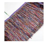 Yurosiay 10 m × 20 cm seda flecos borla borde largo borla ribete corte flecos para coser flecos de danza cinta de flecos latinos para manualidades, ropa, multicolor