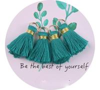 Yurosiay 30 mini borlas coloridas colgantes de borlas pequeñas para manualidades, flecos, borlas para manualidades, joyas, pendientes, manualidades, pulseras, llaveros, color azul pavo real, 2 cm