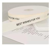 Yurosiay 35 yardas de 2 cm de cinta de satén beige "Just for You" "Happy birthday""I love you", cinta de regalo, cinta decorativa de tela para bodas, flores, embalaje, envoltorio de regalo Best Wishes