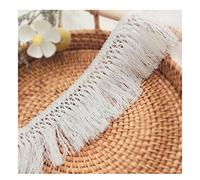 Yurosiay 5 m × 6 cm algodón flecos vintage ganchillo borla borla cinta ancha para coser flecos cinta decorativa DIY flecos borlas borlas para ropa, cortinas, accesorios de costura, color blanco
