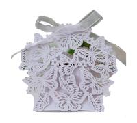 Yurosiay 50 cajas de dulces para boda, con diseño de mariposa, con cintas, caja de regalo pequeña, caja de regalo, caja de regalo, para bodas, fiestas, color lila claro