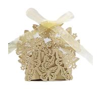 Yurosiay 50 cajas de dulces para boda, con diseño de mariposa, con cintas, caja de regalo pequeña, caja de regalo, caja de regalo para boda, fiesta, color beige 1#
